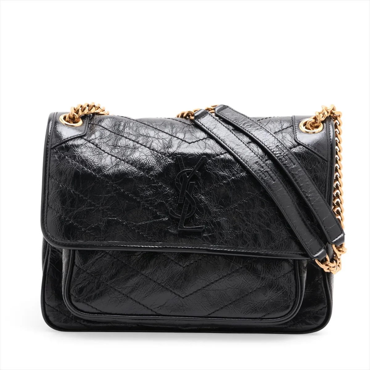 Saint Laurent Paris Niki 633158 Leather Chain Shoulder Bag Black