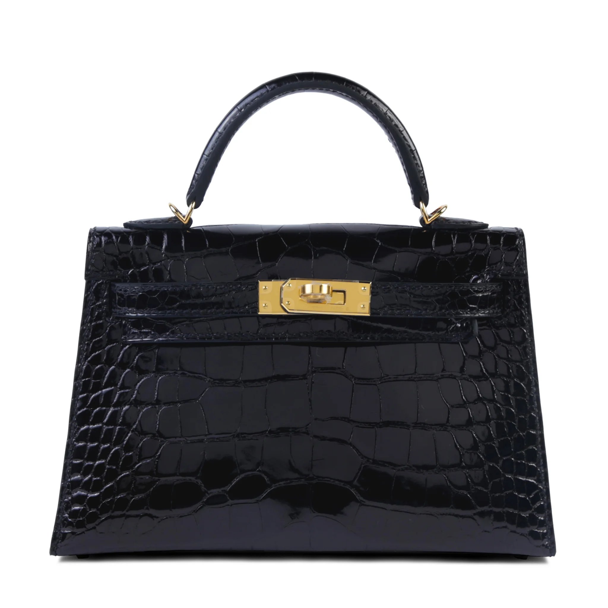 Unused ( Rank NS ) HERMÈS Mini Kelly II Noir (89) Shiny Alligator Gold hardware K (2025)