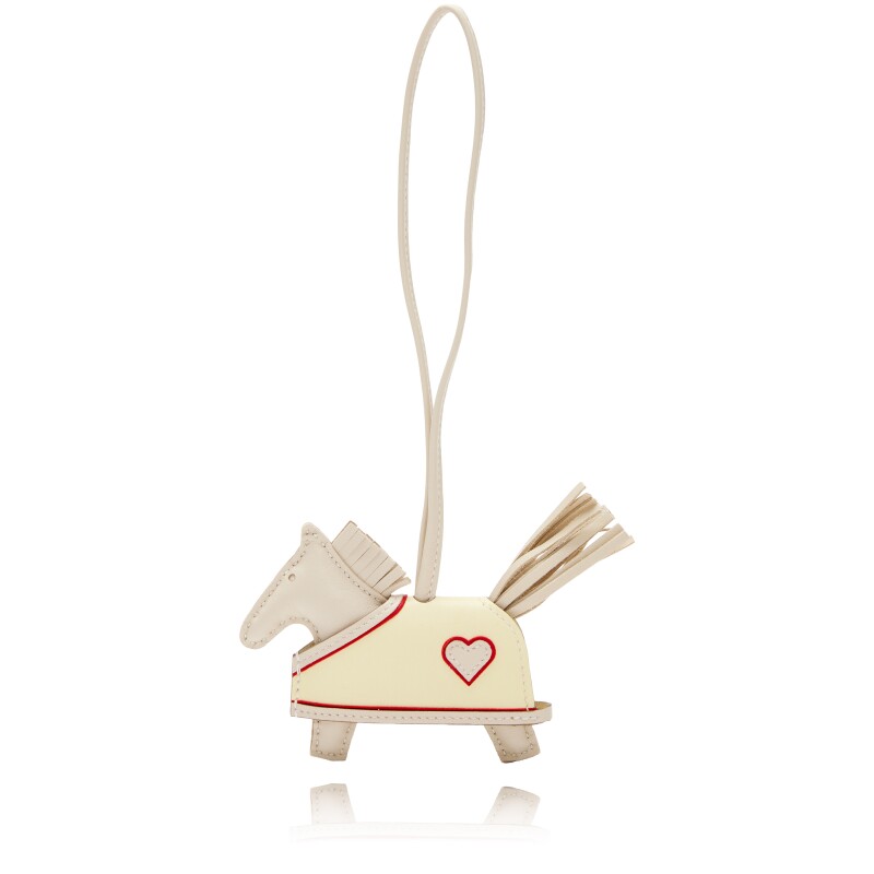 Hermes Craie, Jaune Milton and Rouge Radieux Milo Lambskin Rodeo Robeo Coeur Charm PM, 2025