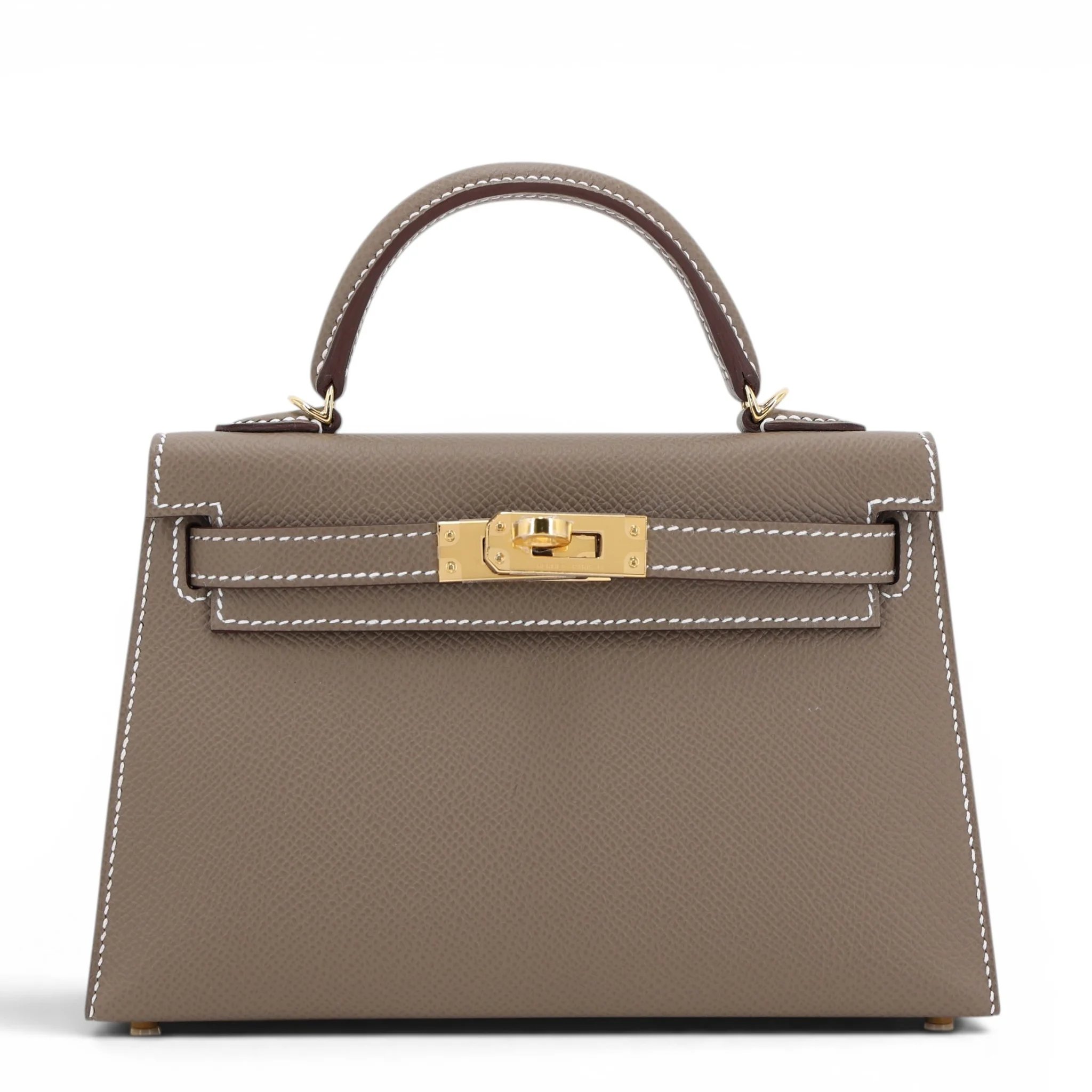 Brand New ( Rank N ) HERMÈS Mini Kelly II Etoupe (18) Epsom Gold hardware G (2026)