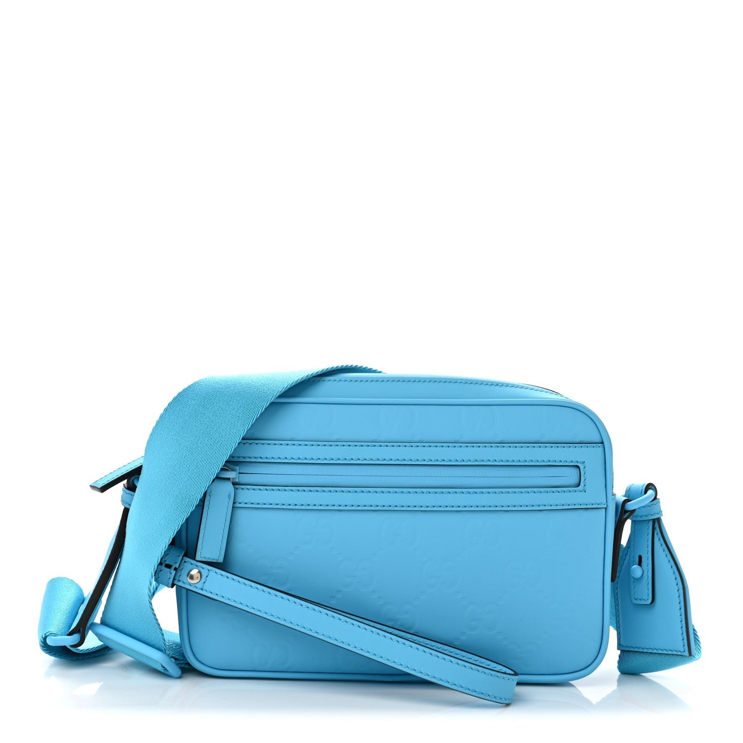 Gucci Rubber Effect Monogram GG Crossbody Bag Bright Blue