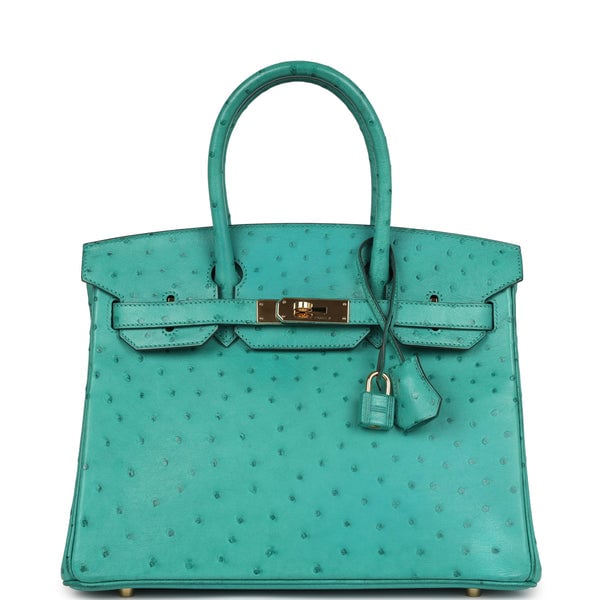 Hermes Pre-owned Hermes Birkin 30 Vert Verone Ostrich Gold Hardware