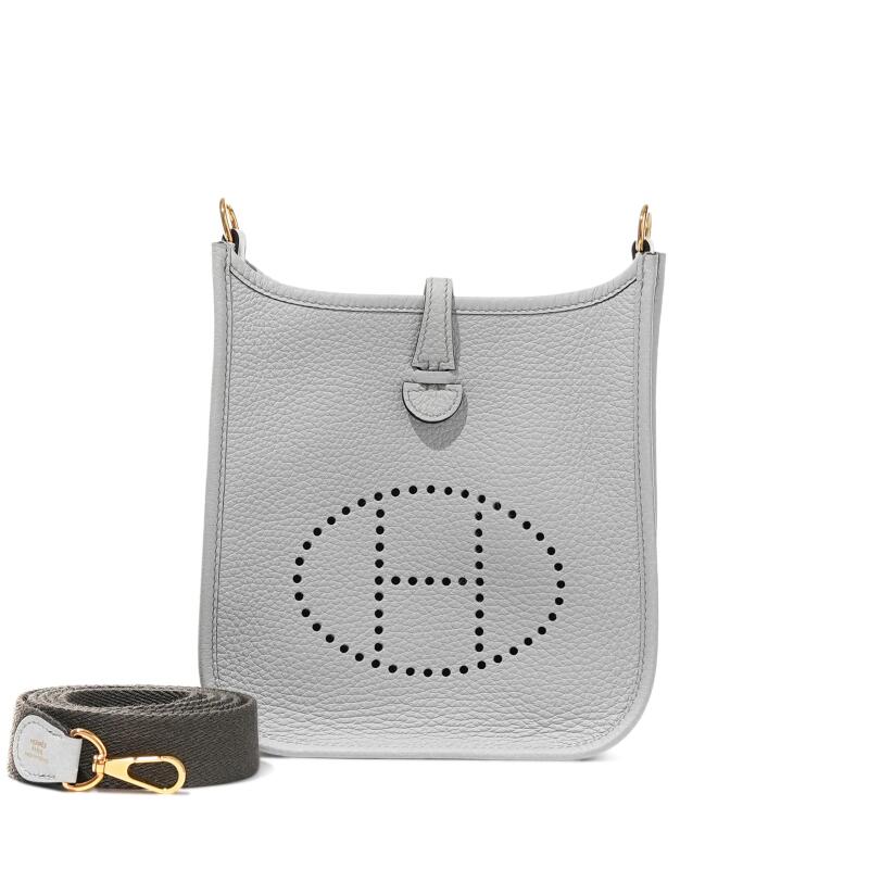 Hermes Bleu Pale Clemence Mini Evelyne II TPM 16 Gold Hardware, 2022