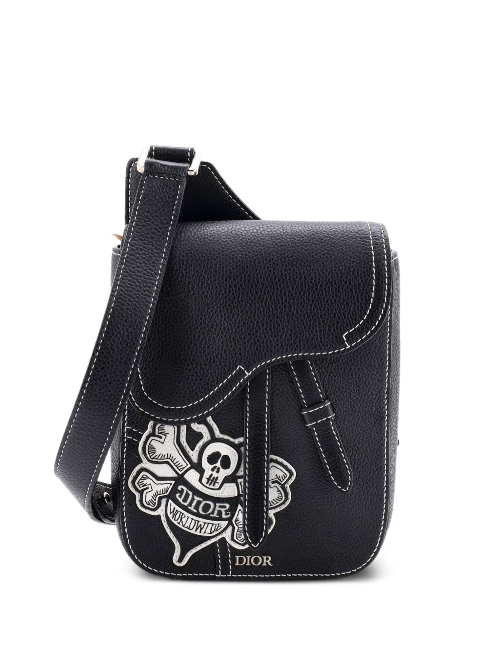 Stussy Saddle Messenger Pouch Leather with Applique crossbody bag