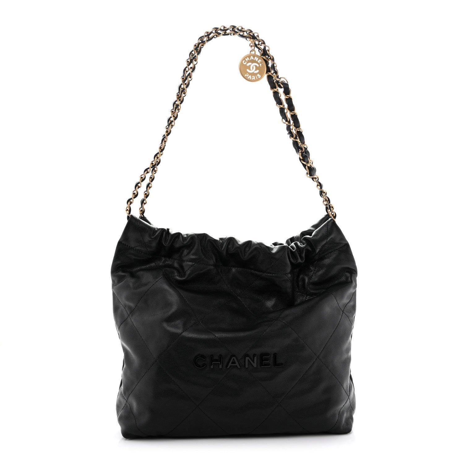 Chanel Shiny Caviar Quilted Monochrome Small Chanel 22 Black