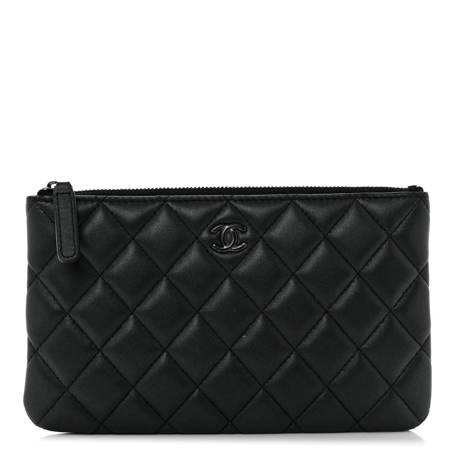 Chanel Lambskin Quilted Cosmetic Case So Black
