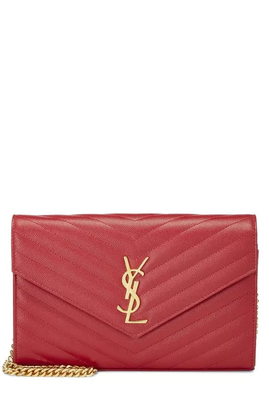 Red Grainy Leather Monogram Wallet On Chain (WOC)