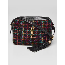 Saint Laurent Yves Saint Laurent Black/Multicolor Chevron Quilted Tweed Lou Camera Bag
