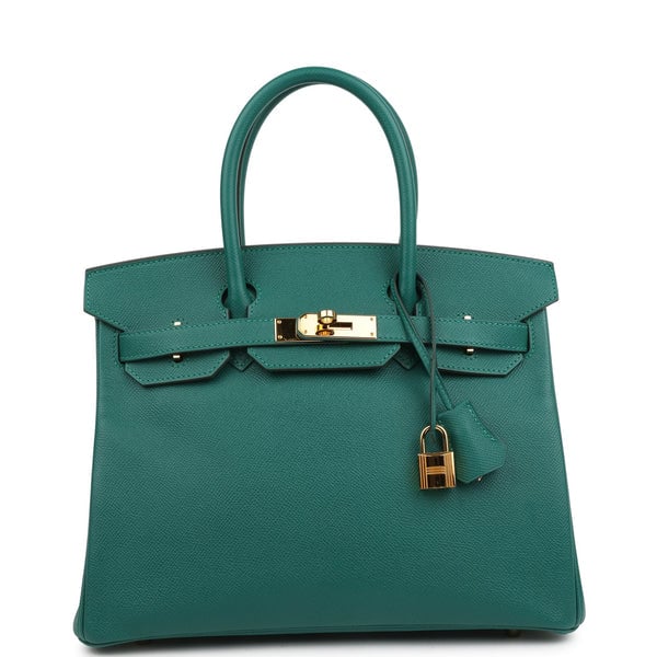 Hermes Pre-owned Hermes Birkin 30 Malachite Epsom Gold Hardware