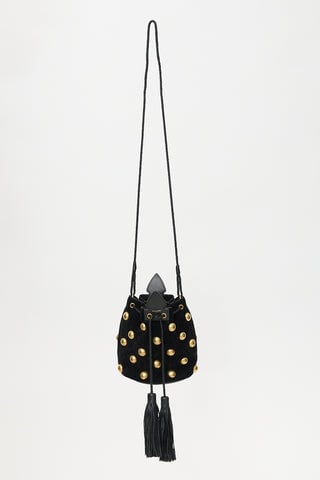Suede Studded Small Anja Bucket Bag