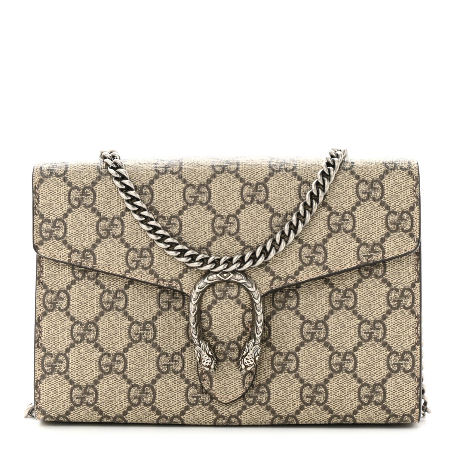 Gucci GG Supreme Monogram Mini Dionysus Chain Wallet Beige Vulcanic Red