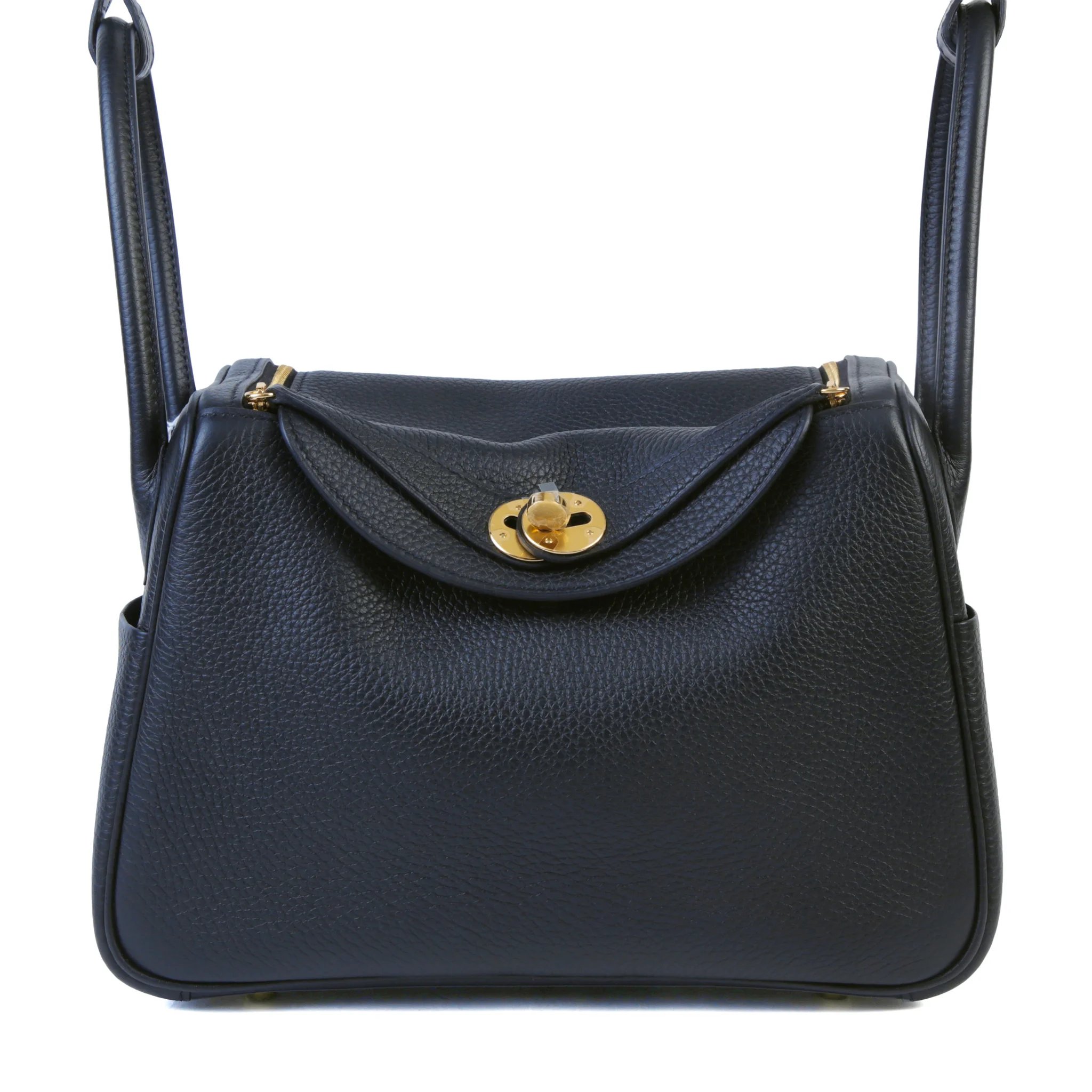 Unused ( Rank NS ) HERMÈS Lindy 26 Touch Noir (89) Clemence Matte Porosus Crocodile Gold hardware U (2022)