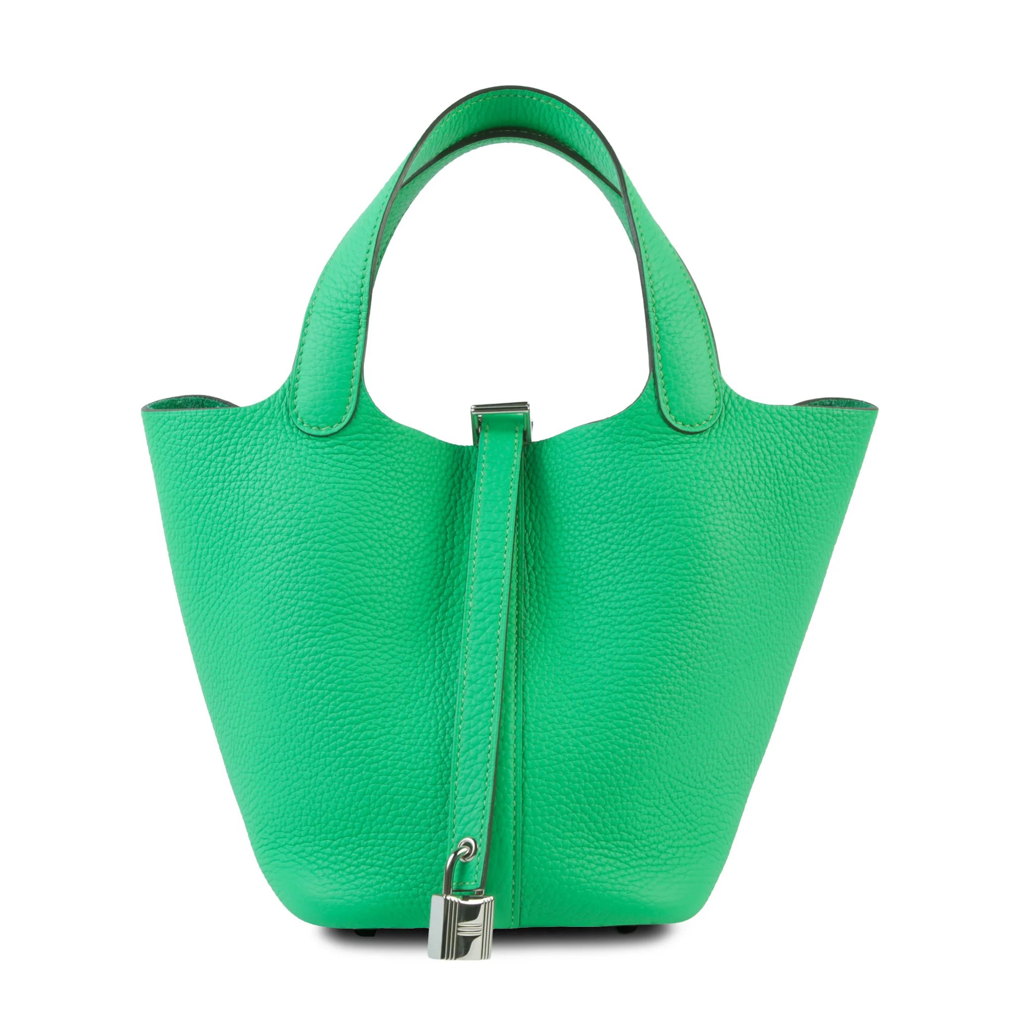 Unused ( Rank NS ) HERMÈS Picotin Lock PM Vert Comics (0Z) Clemence Palladium hardware B (2023)