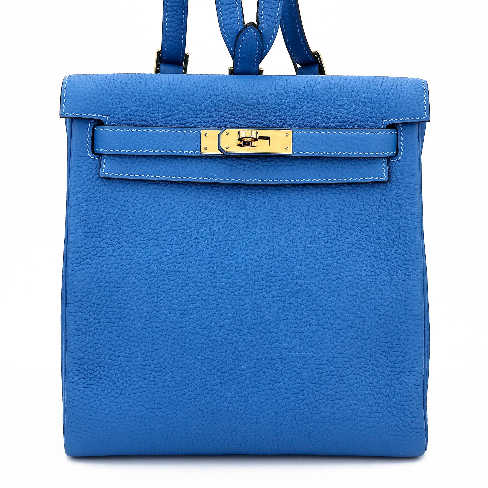 Very Good ( Rank A) HERMÈS Kelly Ado PM Mykonos (7Q) Clemence Gold hardware D (2019)