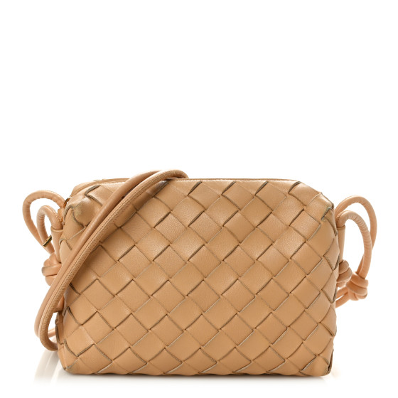 Bottega Veneta Nappa Intrecciato Mini Loop Camera Bag Almond
