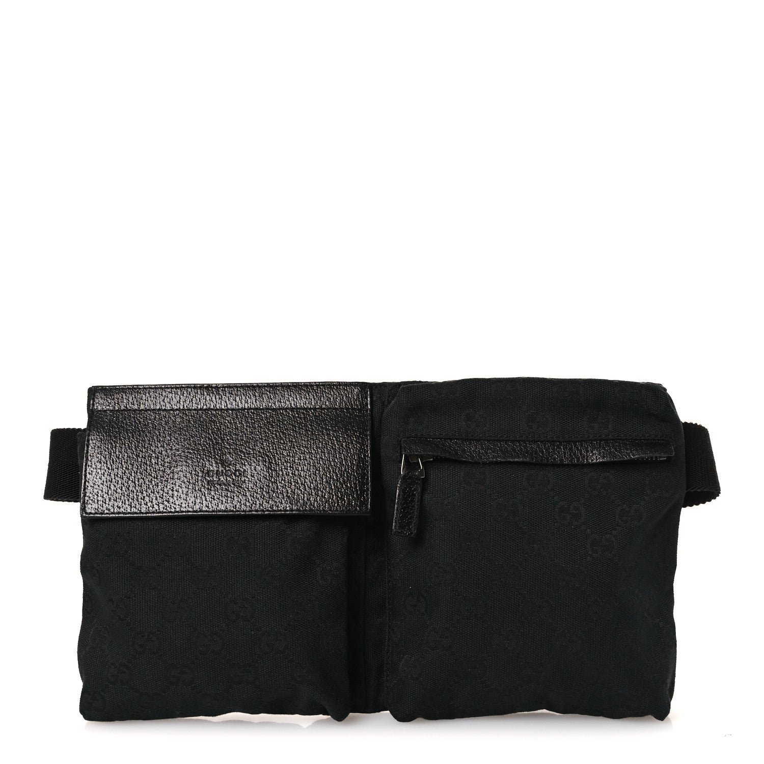 Gucci GG Monogram Double Pocket Belt Bag Black
