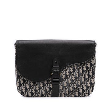 Dior Oblique Canvas and Calfskin Leather Saddle A4 Pouch