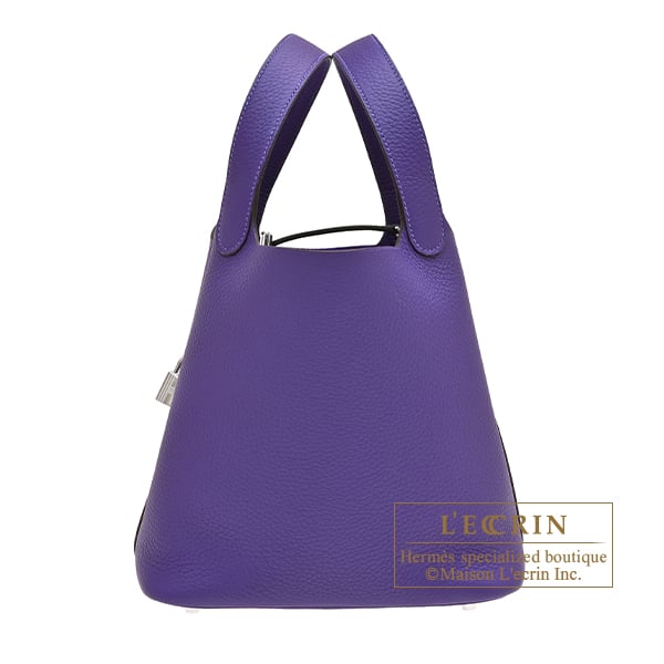 Hermes Picotin Lock bag 22/MM Purple Clemence leather Silver hardware