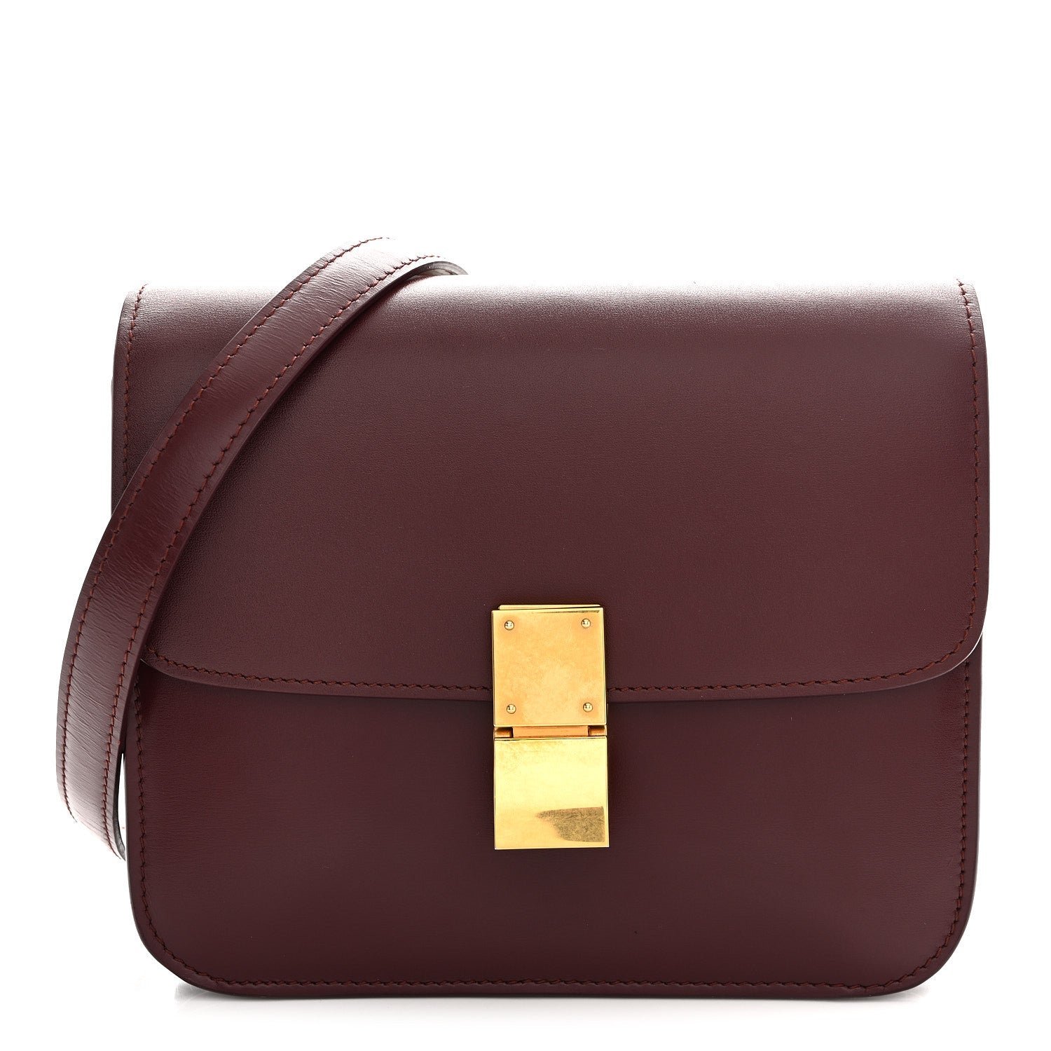 Celine Box Calfskin Teen Classic Box Flap Bag Burgundy