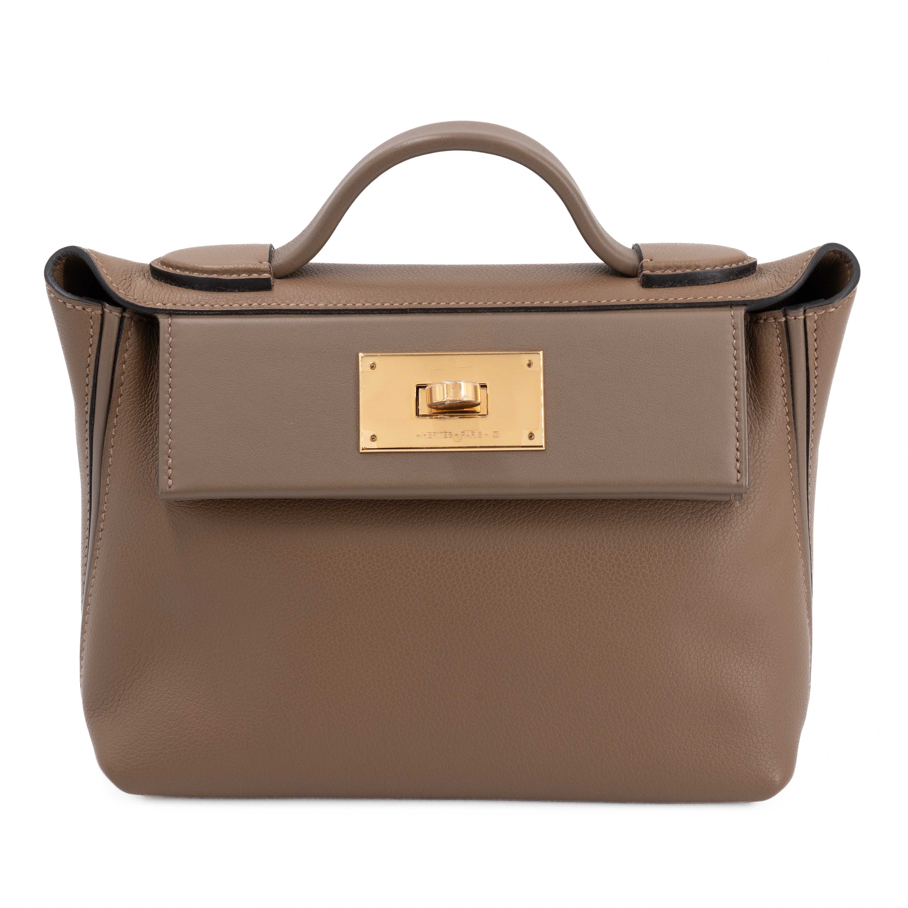 Very Good ( Rank A) HERMÈS 24/24 - 21 mini Beige de Weimar (D0) Etoupe (18) Swift Evercolor Gold hardware Z (2021)