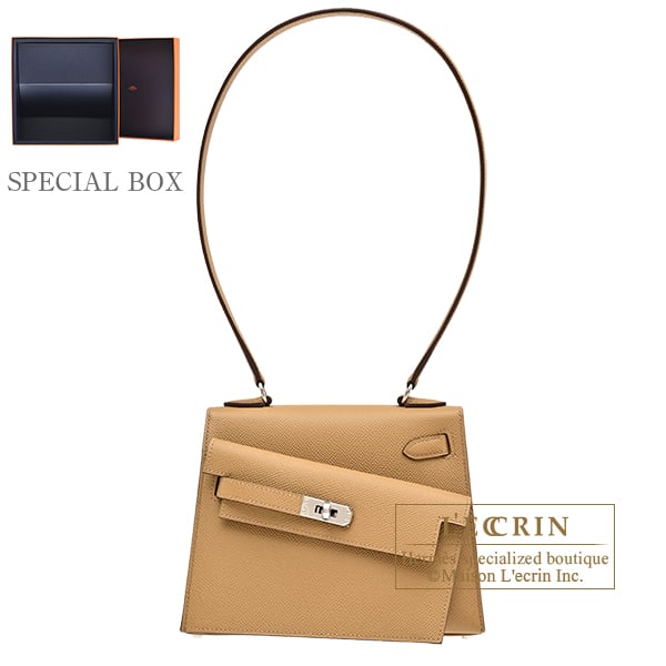 Hermes Kelly en desordre 20 Sellier Biscuit Epsom leather Silver hardware
