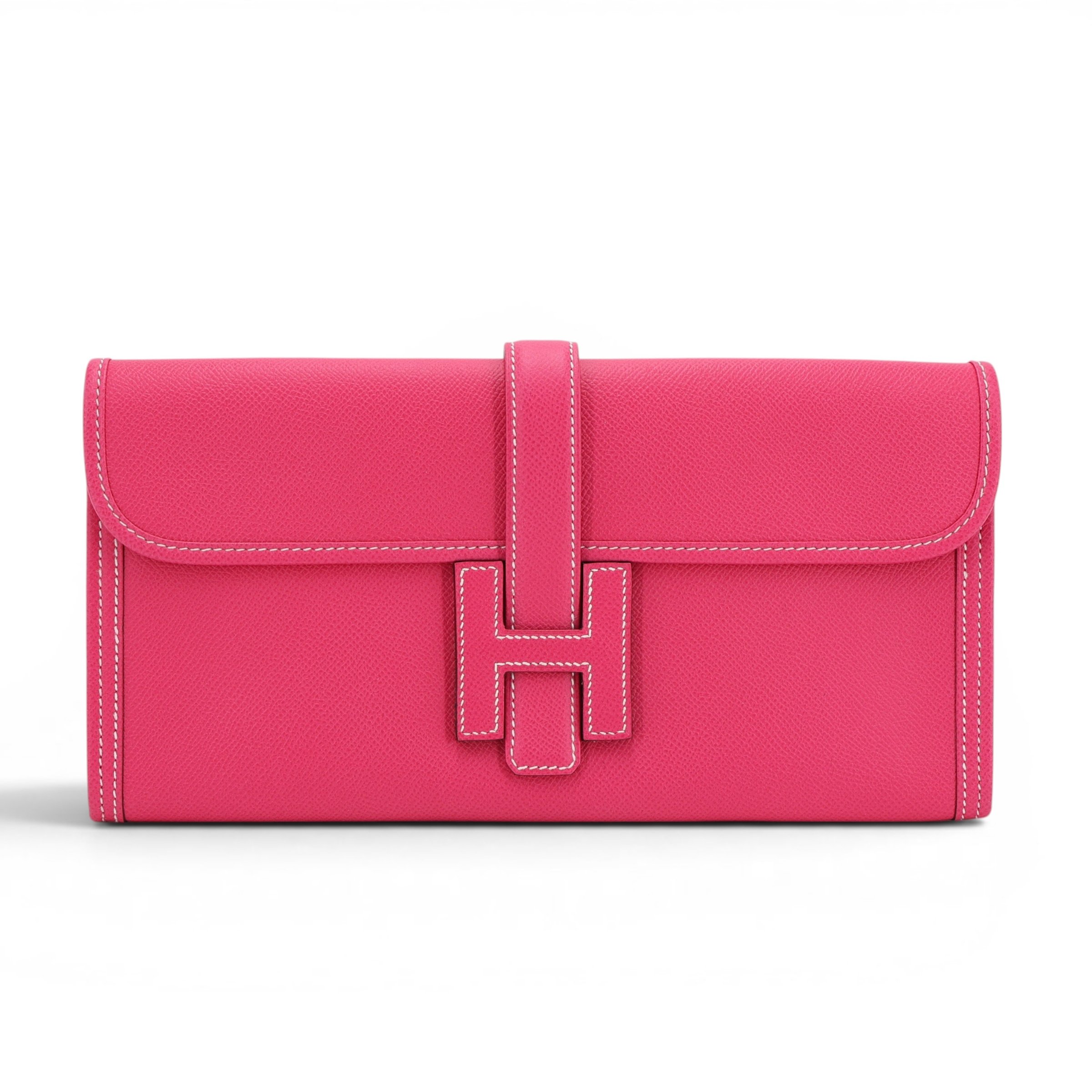 Hermes Very Good ( Rank A) HERMÈS Jige Elan 29 clutch Rose Tyrien (E5) Epsom Square Q (2013)