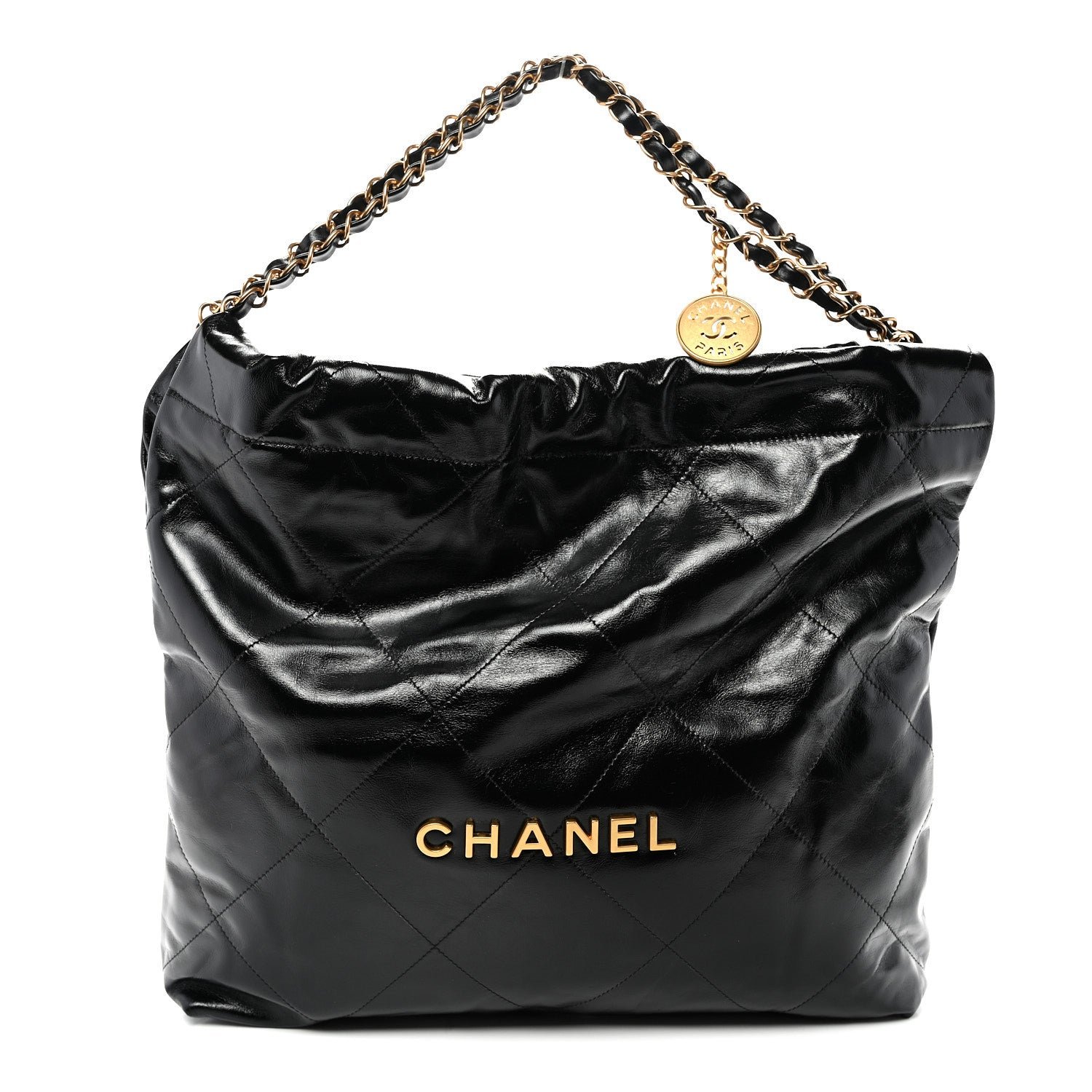 Chanel Shiny Calfskin Quilted Chanel 22 Black