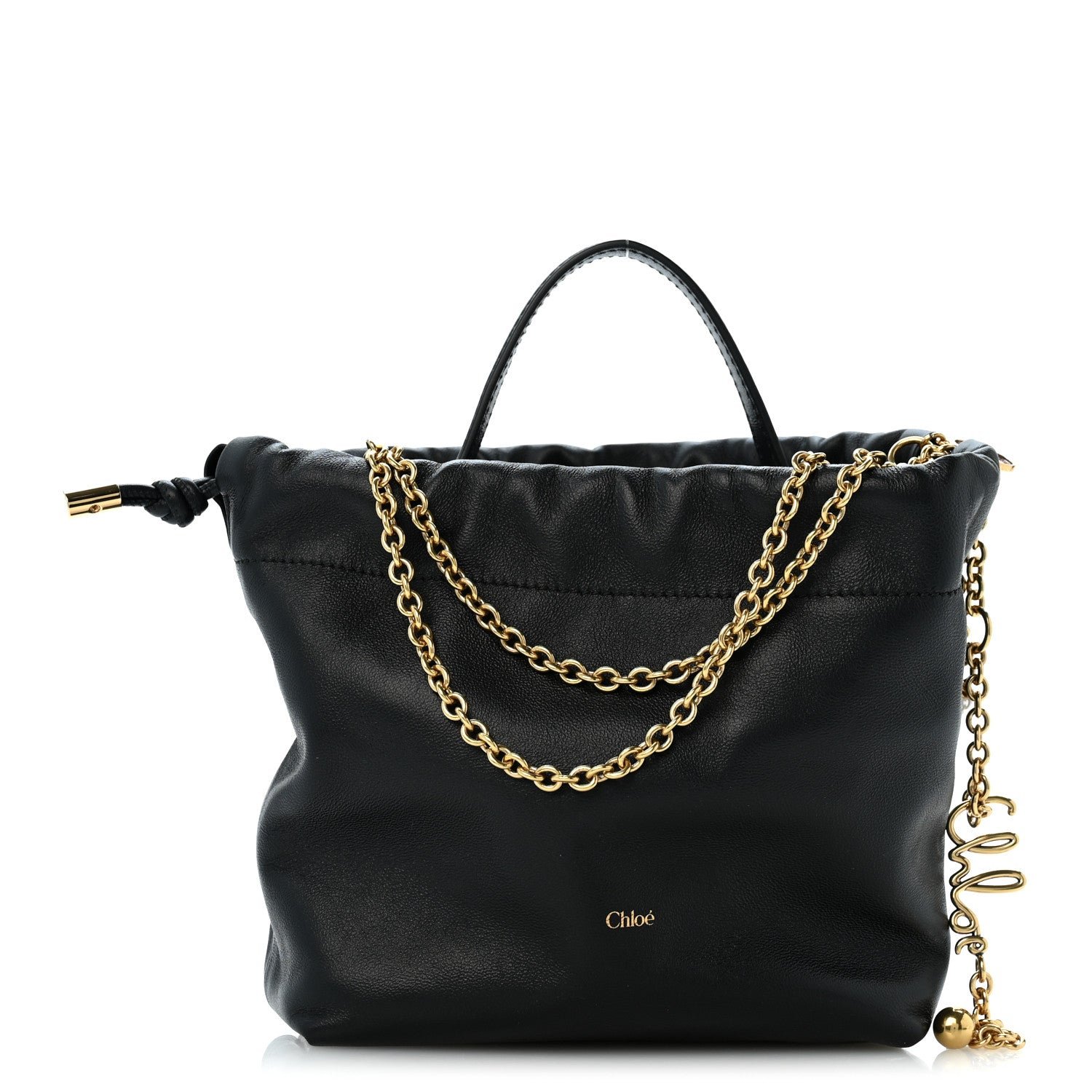 Chloe Lambskin Mini Icons Bucket Bag Black