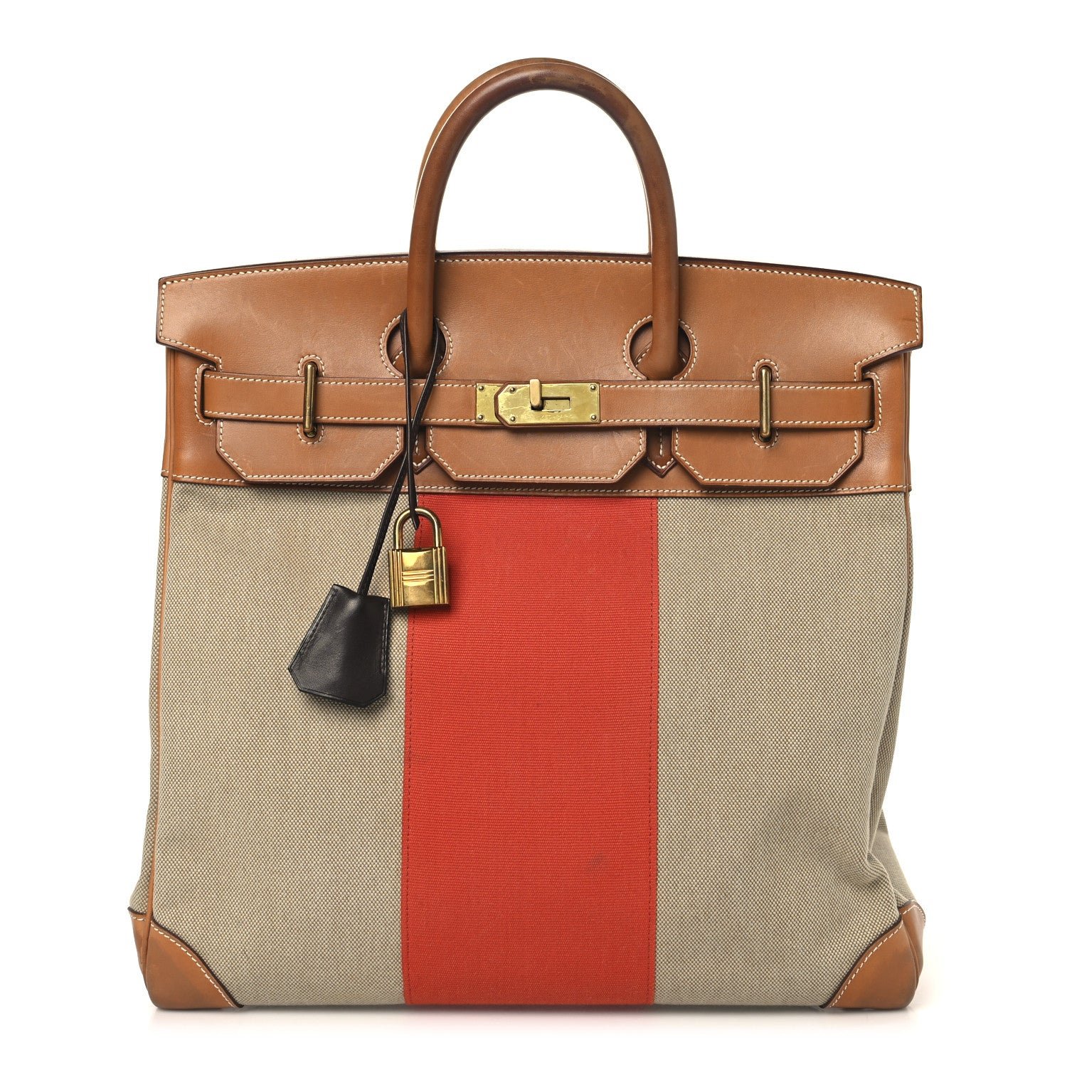 Hermes Hermes Toile Natural Barenia Flag HAC Birkin 40 Fauve Paprika