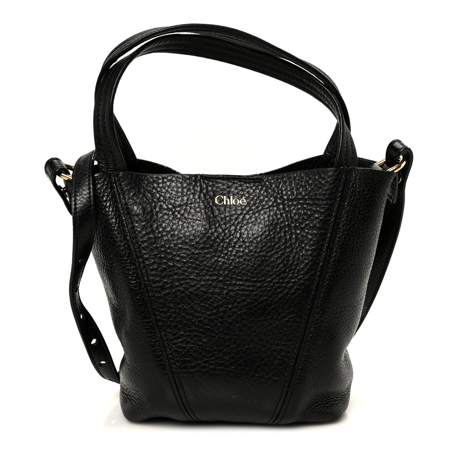 Chloe Grained Calfskin Small Spin Tote Black