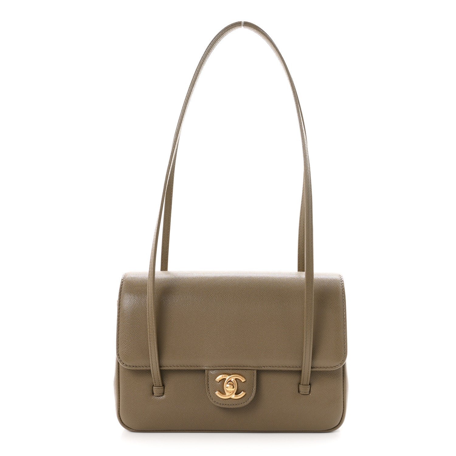 Chanel Shiny Caviar Preppy Coco Small Flap Dark Khaki