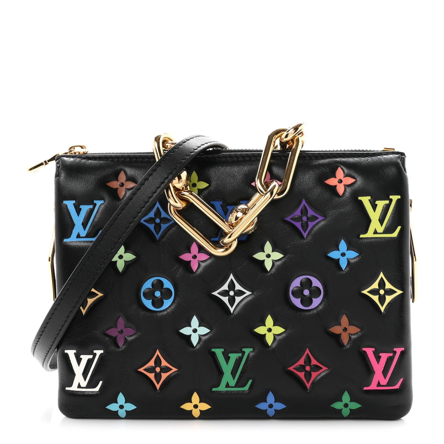 Louis Vuitton LV X TM Lambskin Embossed Monogram Coussin BB Black Multicolor