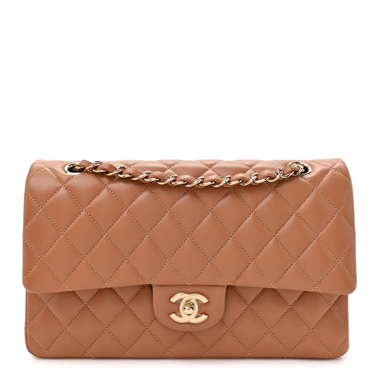 Chanel Lambskin Quilted Medium Double Flap Brown