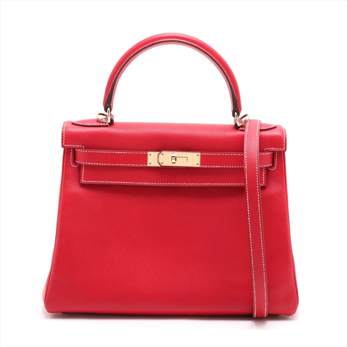 Hermès Kelly 28 Le Tournay Verso Veau Epsom ROUGE KAZAK X BLUE TARASA Gold Metal