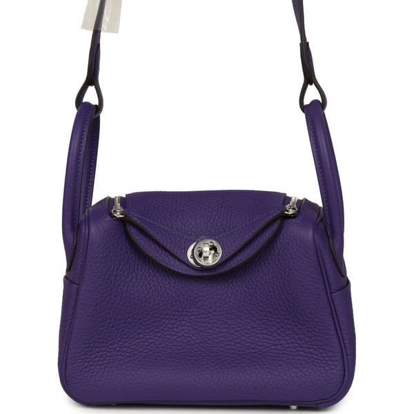 Hermes Mini Lindy II Purple Clemence Palladium Hardware