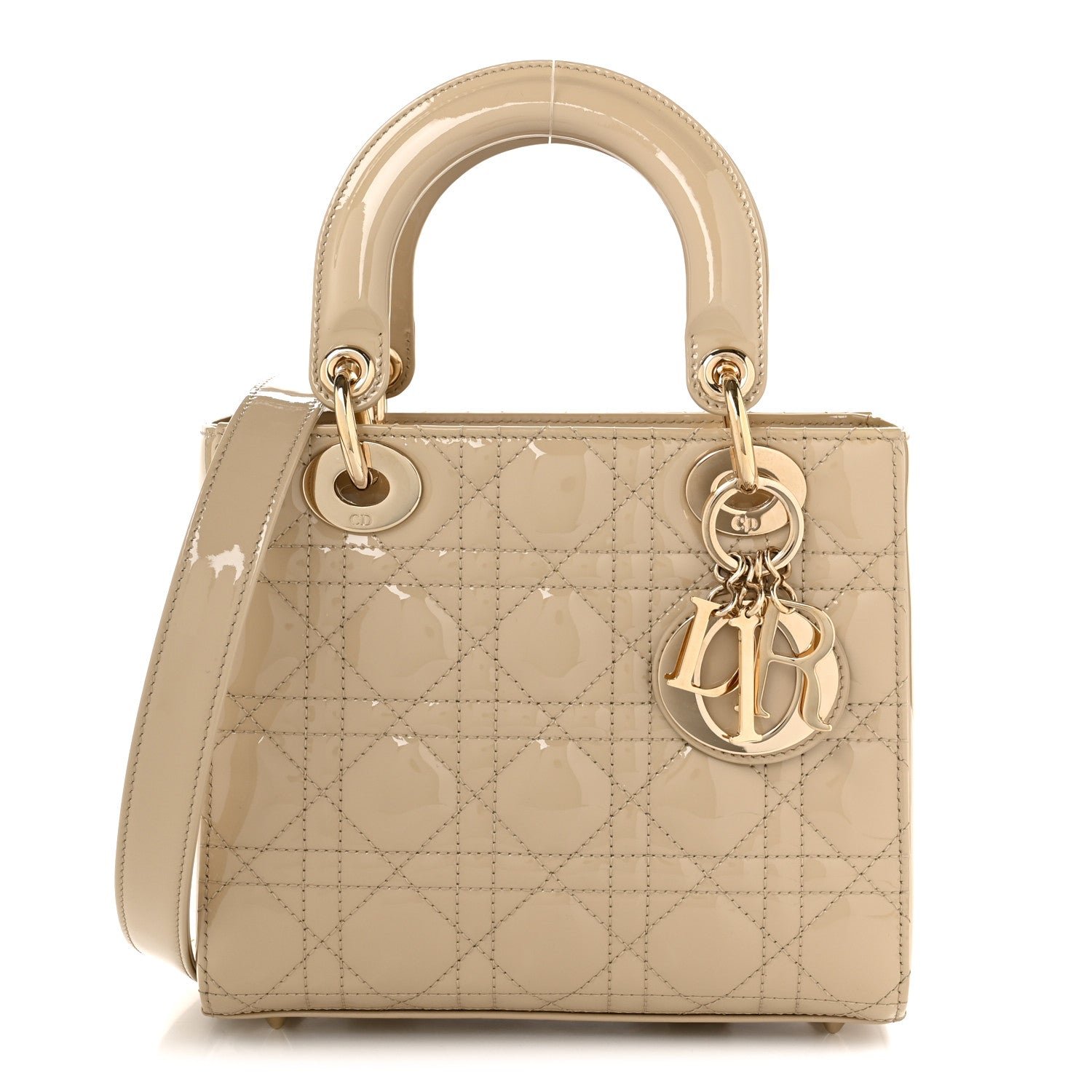 Dior Patent Cannage Small Lady Dior Beige