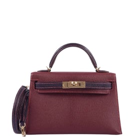 Hermes Hermès HSS Mini Kelly 20 Bordeaux and Raisin Chevre Gold Hardware