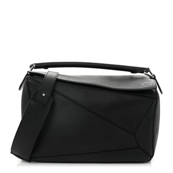 Loewe Calfskin Medium Puzzle Bag Black
