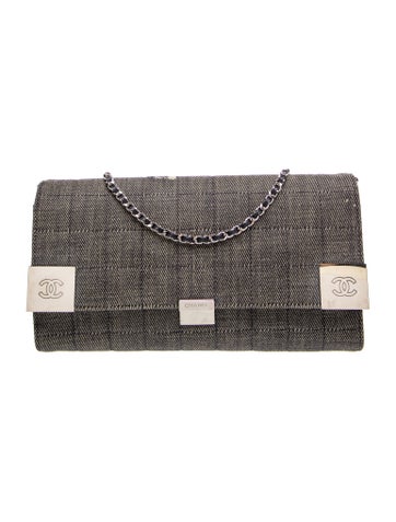 Denim Square Quilt Flap Bag