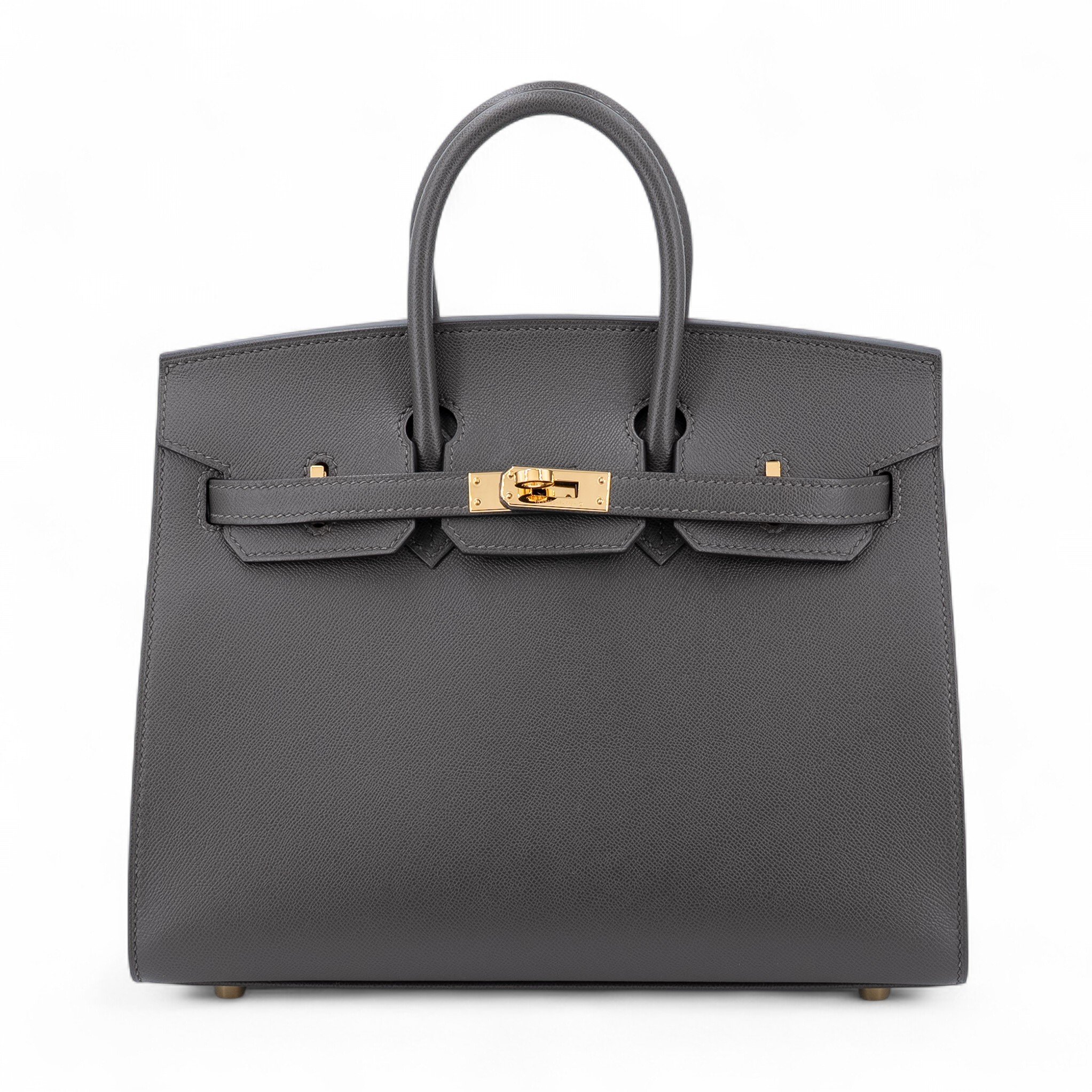 Hermes Excellent ( Rank SA ) HERMÈS Birkin 25 Sellier Graphite (88) Madame Gold hardware Z (2021)
