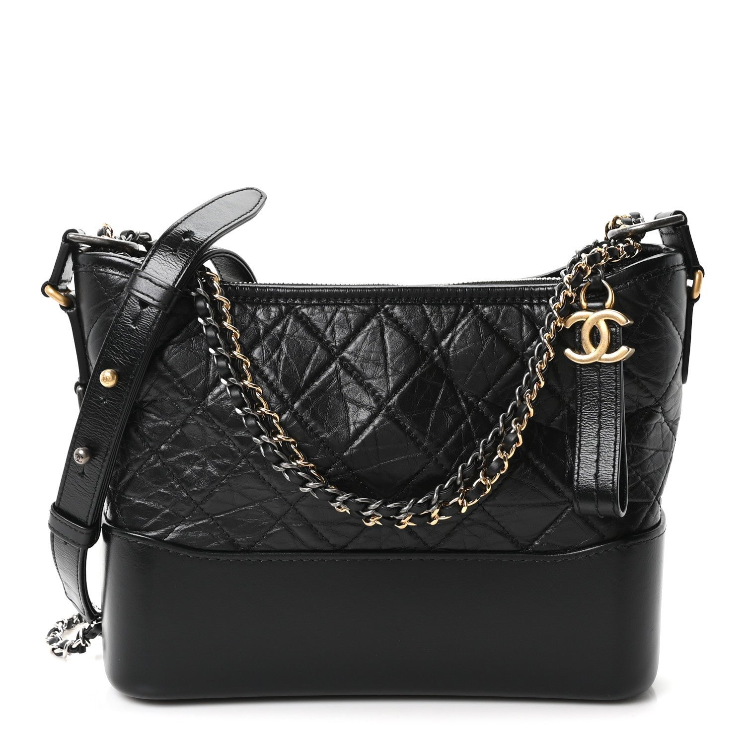 Chanel Aged Calfskin Quilted New Medium Gabrielle Hobo Black