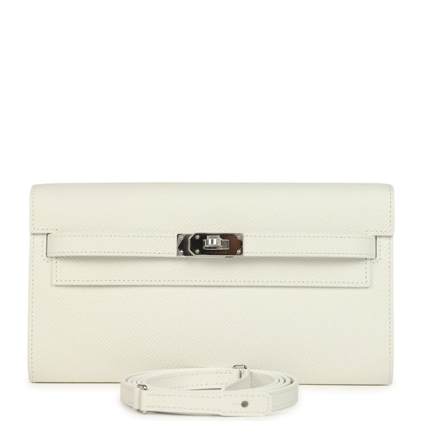 Hermes Hermes Kelly Wallet To Go New White Epsom Palladium Hardware