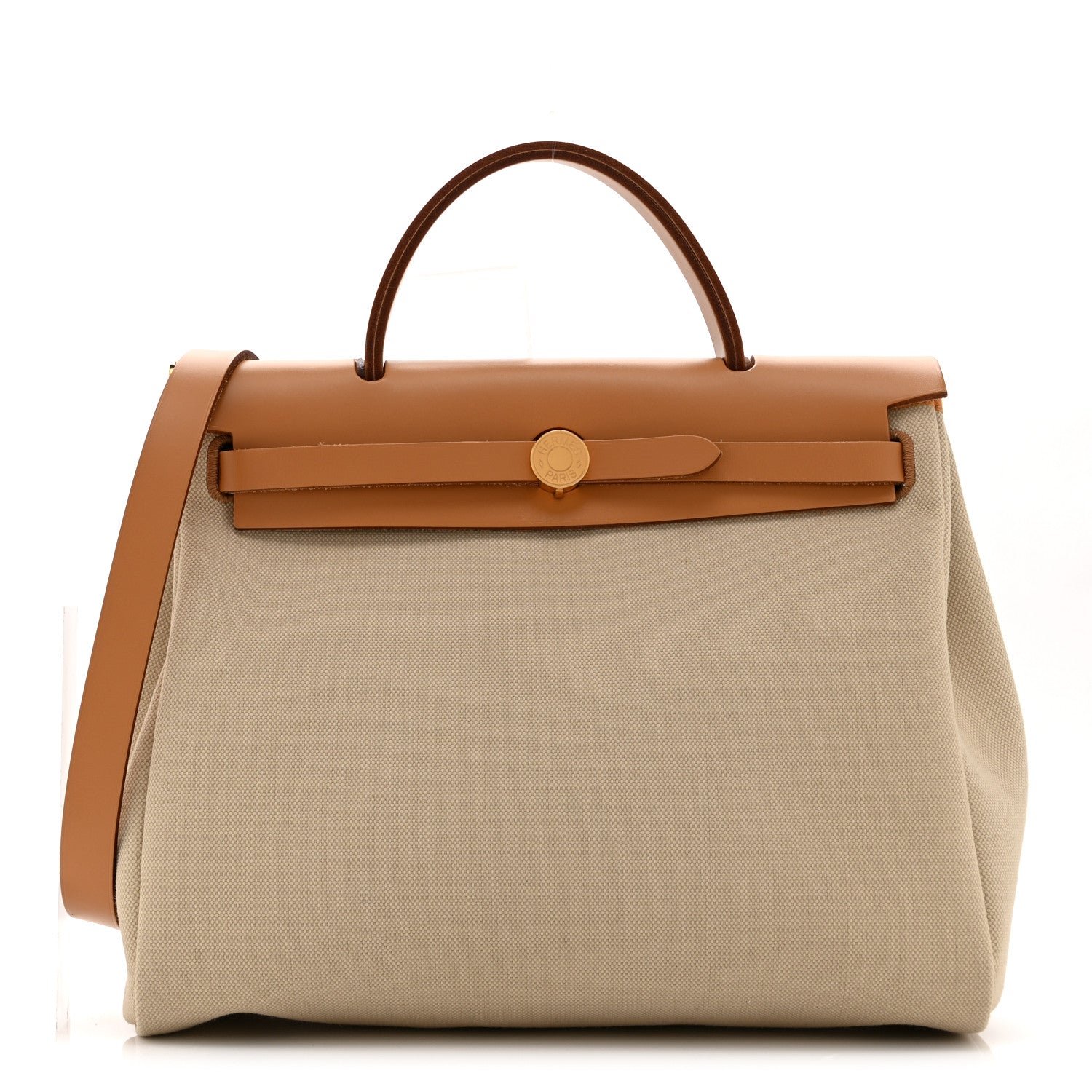 Hermes Toile Militaire Vache Hunter Laque Herbag Zip Retourne PM 31 Beton Naturel Sable Nata