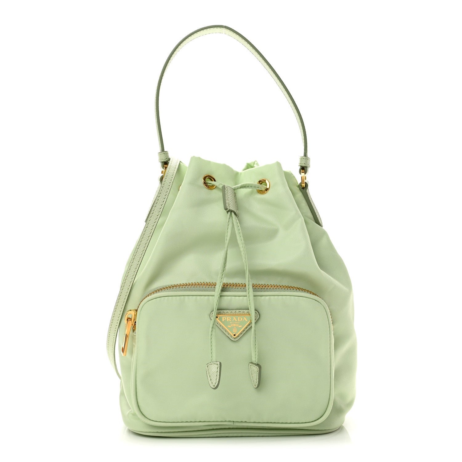 Prada Re-Nylon Saffiano Duet Bucket Crossbody Bag Acqua