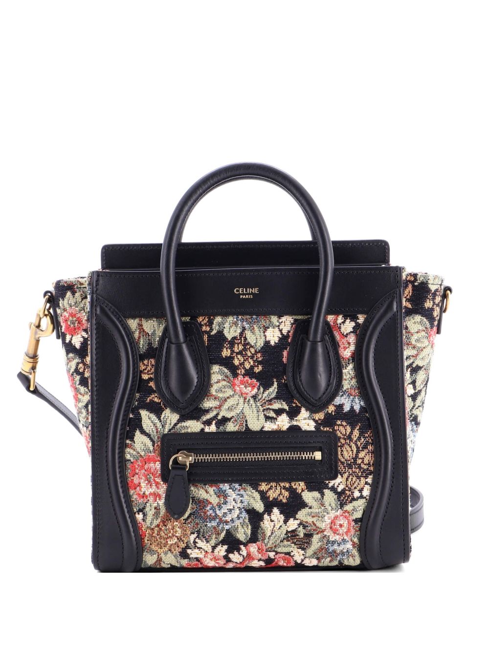 Luggage Bag Printed Jacquard and Leather Nano satchel