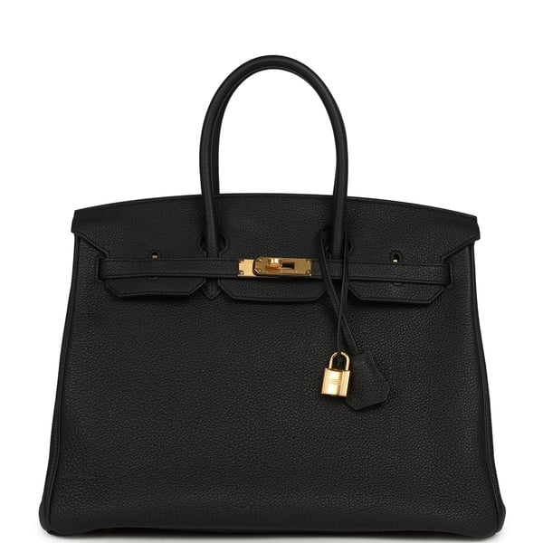 Pre-owned Hermes Birkin 35 Black Togo Gold Hardware