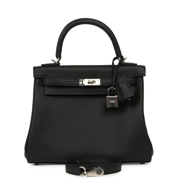 Hermes Hermes Kelly Retourne 25 Black Swift Palladium Hardware