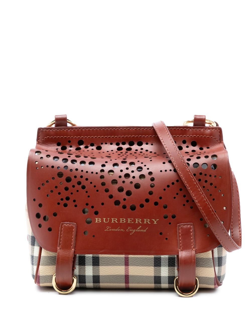 2000-2017 Baby Haymarket Check Coated Canvas and Perforated Leather Bridle crossbody bag