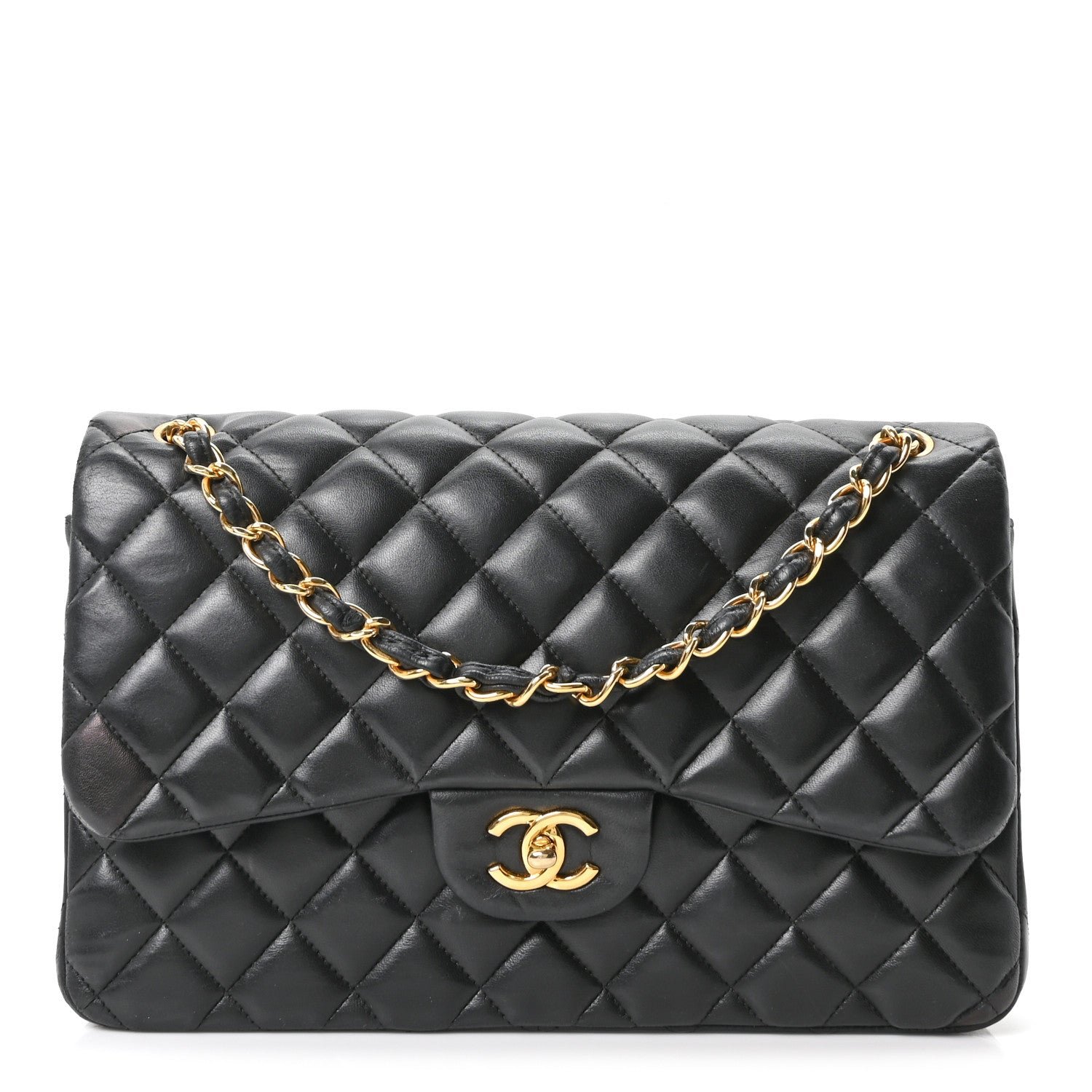 Chanel Lambskin Quilted Jumbo Double Flap Black