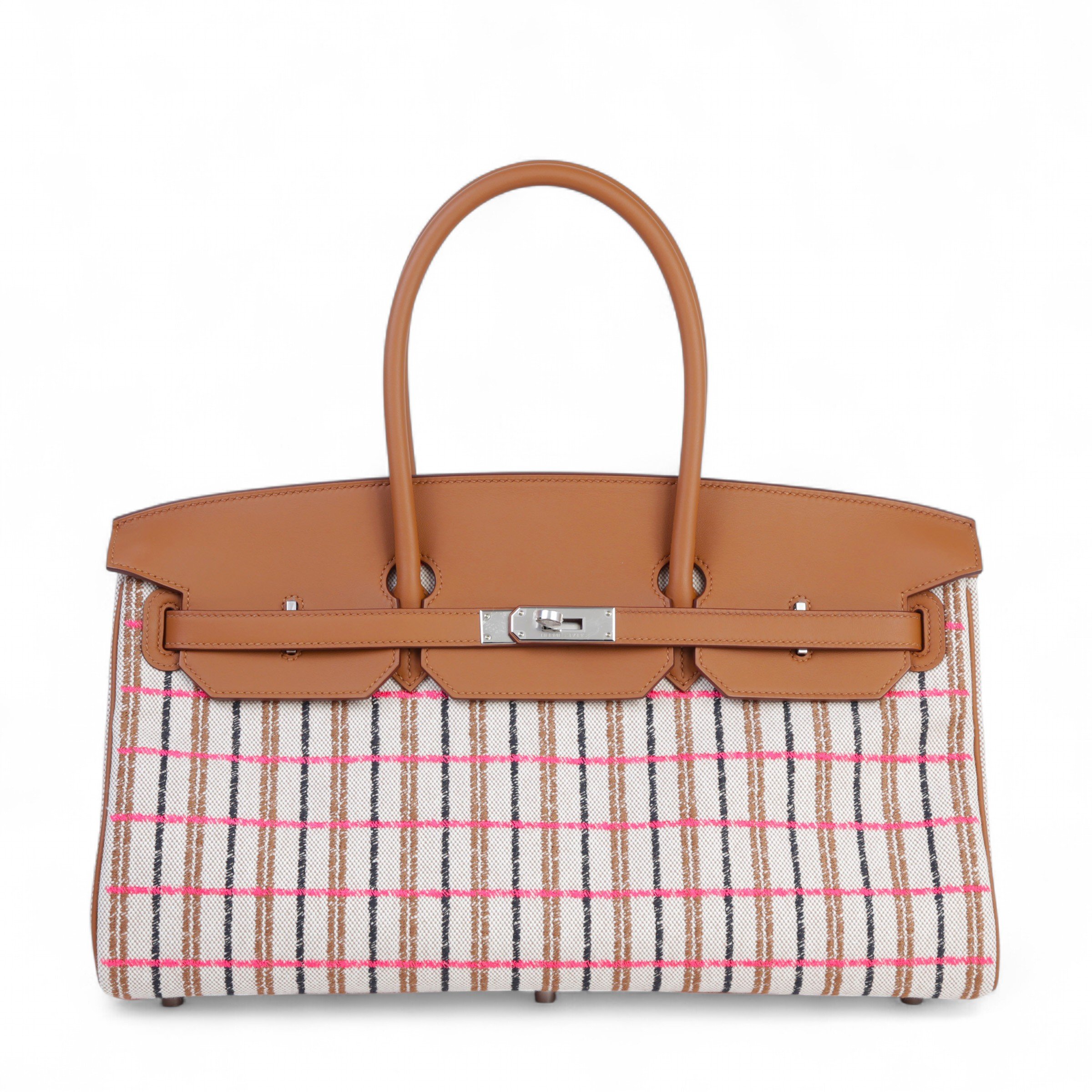 Hermes Brand New ( Rank N ) HERMÈS Shoulder Birkin Light 39 Gold (37) Ecru Swift Toile H canvas Palladium hardware W (2024)